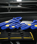 6-piece Evertools hose pinch clamp pliers set in blue with yellow buttons, includes Oxford tool bag