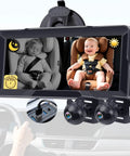 1080P Dual Baby Car Camera With 6.8 Inch Night Vision Monitor And Split Screen For Two-Kid Rides On Daily Drives Plug-And-Play Tool-Free Setup For Busy Two-Kid Families displayed in car interior showcasing two kids on split screen with day and night mode