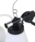 Close-up of pneumatic brake fluid bleeder tool with hose, part of Pneumatic Brake Fluid Bleeder Tool With Four Master Cylinder Adapters 90 To 120 PSI.