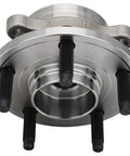 Front And Rear Wheel Hub And Bearing Assembly For Ford Edge Flex Taurus Police Interceptor Sedan Lincoln MKS MKT MKX 2WD And AWD Models Pair Bolt On Easy Install Heavy Duty OE Replacement Direct Fit, close-up view showing bolts and housing.