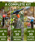 233-Foot Drip Irrigation System Kit With Timer For Garden And Greenhouse watering raised beds, square meters, potted plants