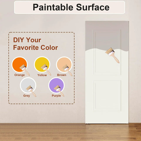 36 By 84 Concealed Sliding Barn Door With Super Slick Glide And Soft Close Hardware Hassle Free Track Install Primer Painted showcasing paintable surface options.