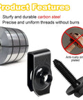 50 Piece Body Fastener Kit With 25 Bolts And 25 U Nut Clips For Fender Engine Cover Splash Shield Bumper Radiator Hood Shield Panel M6 Durable Black Phosphate Coated Easy Car Repair And Assembly featuring a bolt and U-nut clip with anti-rust coating.