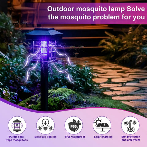 4 Pack Solar Bug Zapper Outdoor Waterproof 2 in 1 Mosquito Zapper And LED Light Fly Trap Lamp for garden