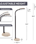 Adjustable Floor Lamp With Bendable Neck For Bedroom And Living Room, Full Spectrum Natural Sunlight LED Light dimensions image