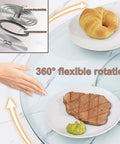 Glass Lazy Susan For Dining Table Extra Large Turntable Serving Tray Centerpiece with 360° rotation and aluminum build.