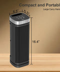 Ceramic Space Heater With Thermostat And Remote, 70 Degree Oscillation, 12 Hour Timer, Five Heating Modes, 1500W, black rectangular design