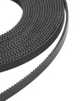Solid Grip 6Mm GT2 Timing Belt For 3D Printers Steel Reinforced Polyurethane Coating in black, showing open design and smooth texture.