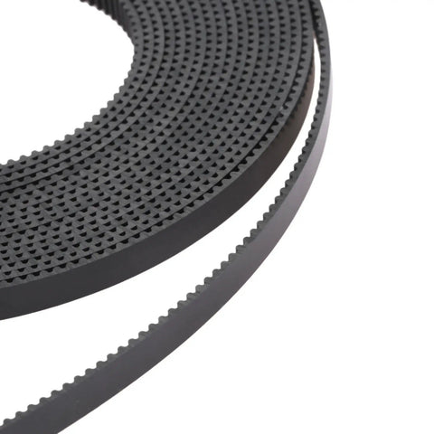 Solid Grip 6Mm GT2 Timing Belt For 3D Printers Steel Reinforced Polyurethane Coating in black, showing open design and smooth texture.