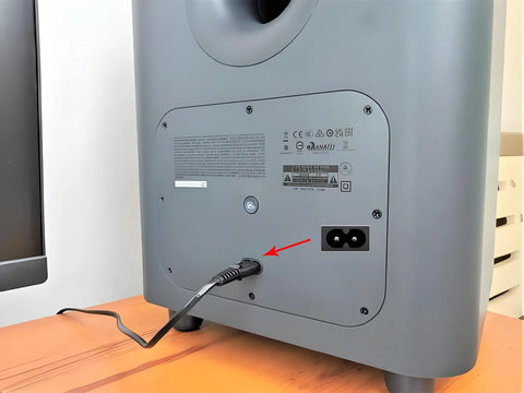 Ten Foot Non Polarized Two Prong AC Power Cord For Under Desk Elliptical Machines plugged into back of a desk elliptical machine.