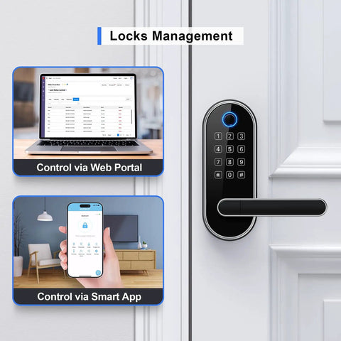 Game Changing Keyless Entry Fingerprint Smart Lock With Handle And Keypad For Us Doors, No Sweat Diy Install, Smooth Bluetooth App Control, Real Deal Home Security For Airbnbs And Rentals, Connects Easily With Alexa And Google Home