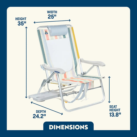 Ultra Premium Outdoor Lounge Chair With Smooth Slide Tray for Poolside Lay Back Vibes and Backyard Hangouts with dimensions.