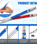 Welders Pencil Set For Pros With Two Pcs And 48 Round Refills, Illuminating Metal Marker with built-in sharpener, red and silver.