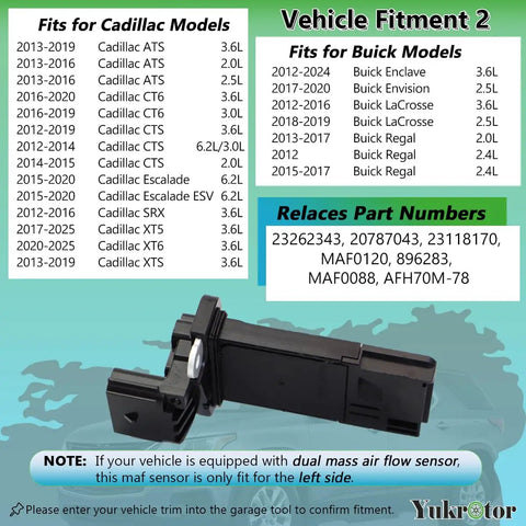 Mass Air Flow MAF Sensor Replacement 23262343 Easy Install Plug And Play Compatible With 2012 2025 Chevy Blazer Camaro Colorado Equinox Express Impala Malibu Silverado Suburban Tahoe Traverse GMC Cadillac ATS CTS Buick