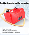 Red Three Gallon Portable Boat Gas Tank 12L Marine Gas Tank With Marine Fuel Line Connector Hose For Outboard Motors EPA Compliant