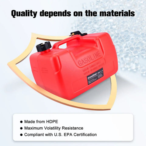 Red Three Gallon Portable Boat Gas Tank 12L Marine Gas Tank With Marine Fuel Line Connector Hose For Outboard Motors EPA Compliant