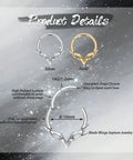 Blade Wings Septum Ring With V Shape Hinged Segment Clicker 16G 8mm 316L Surgical Steel Silver Nose Jewelry For Daith Conch Helix Tragus Cartilage Piercings Edgy Everyday Wear Must Have product details