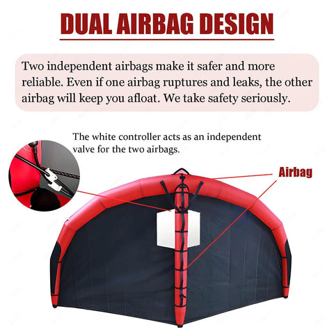 Portable Windsurfing Inflatable Wing For Foil Surfing And Kitesurfing Handheld 5 Square Meter Wing dual airbag design