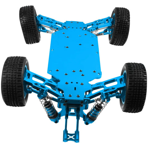 Metal RC Chassis Frame Kit 1/14 4WD For WLtoys 144010 144001 144002 Beefed Up Kit Blue Durable Easy Bolt On DIY Truggy Frame