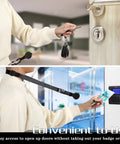 Heavy Duty Retractable Lanyard For ID Badges And Keys With Breakaway Safety shown opening door with keys, displaying badge use.