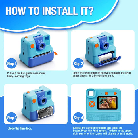 5 Rolls Refill Pack For Kids Instant Cameras HD Thermal Print Paper Set For Portable Photo Cameras No Ink BPA Free Easy Refill Sheets For Fun Snapshots And Creative Moments. Step-by-step camera paper installation guide