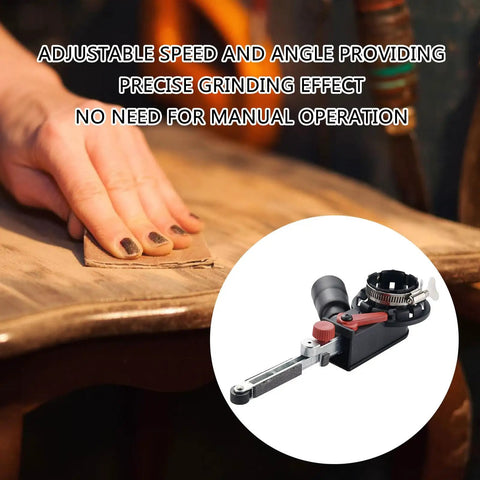 Tough As Nails Angled Grinder With 50mm Sanding Belt And M10 Interface Adjustable Speed Dial for precise woodworking finishes.