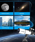 80mm Aperture 600mm Refractor Telescope With AZ Mount For Adults And Kids Beginners Portable Astronomy Kit and viewing options