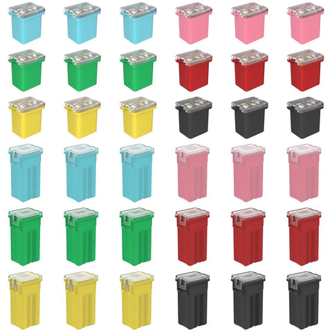 Jcase Fuse Assortment Kit For Trucks Cars And Suvs Contains 36 Heavy Duty Low Profile And Tall Blades Rated 20 To 80 Amps colorful fuse boxes