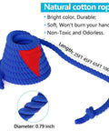 Coiled blue 25ft tug of war rope with red flag, Epic Tug Of War Rope 25Ft With Flag For Outdoor Fun For Kids And Adults, displayed on white background.