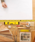 Top Shelf Adhesive Measuring Tape Kit For Woodworking Sweet Sticky Metal Ruler Premium Carbon Steel Tape Measure Peel And Stick Tool on workspace.
