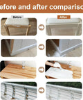Before and after images showcasing No Sweat White Touch Up Paint For Wood Doors Cabinets And Furniture Built In Brush.