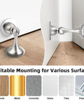 Heavy Duty Magnetic Door Stopper Set In Brushed Nickel For Bottom Of Doors That Keeps Doors Open Wall And Floor Mount Stainless Steel Door Catch 2 Pack installation on wood floor and wall