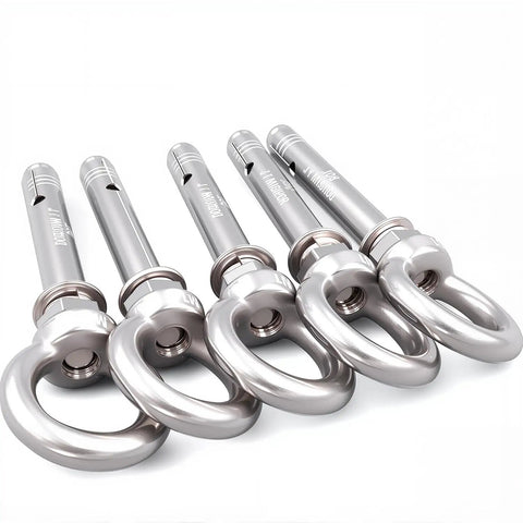 Tough As Nails 304 Stainless Steel Concrete Anchors 1/4 Inch By 2-3/4 Inch Heavy Duty Eye Bolts And Ring Screw Hooks For Secure Wall Mounts And Masonry 5 Piece Set