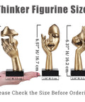 Three Piece Thinker Statue Set Black Gold Modern Home Decor Abstract Figurines showing various poses and sizes in hand.