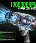 Cordless Leaf Blower Handheld Turbo Jet With Adjustable Lockable Wind Speeds featuring 1000000 RPM copper core motor in blue