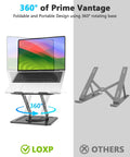Grab And Go Portable Laptop Stand With 360 Degree Rotation Base, ergonomic riser for 10 to 16 inch laptops in black.
