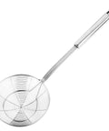 Solid Stainless Steel Spider Strainer Skimmer Ladle For Cooking And Frying, 5.4 inch diameter, durable kitchen utensil with long handle