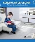 Child reading on couch near Magnetic Register Vent Deflector With Neodymium Magnets, Quick Airflow Direction For 9 To 14 Inch Vents
