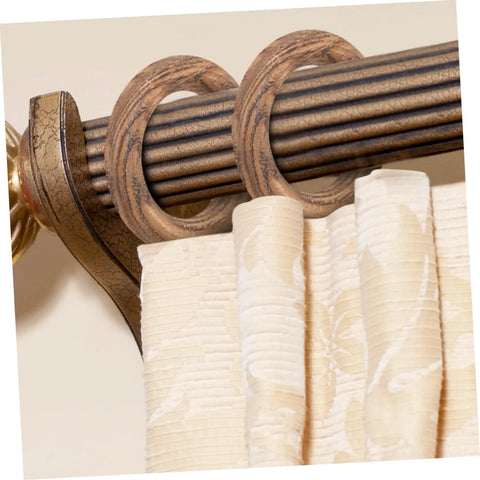 Two Pack Wooden Curtain Rings With Smooth Glide For Curtains, No Fuss Install For Home And Commercial Use, Walnut Finish
