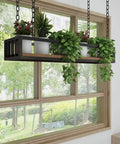 Dope Industrial Wood And Iron Hanging Shelf Rack For Kitchen Plants Overhead Ceiling Storage Plant Stand With Railing