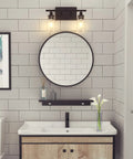 2 Light Black Industrial Bathroom Vanity Light Over Mirror Wall Sconce With Clear Glass Shades, modern bathroom setup