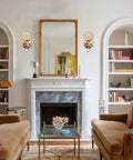 Elegant living room featuring Two Pack Crystal Wall Sconces Modern Bedside Lights With E26 Sockets Hardwired Wall Mounts.