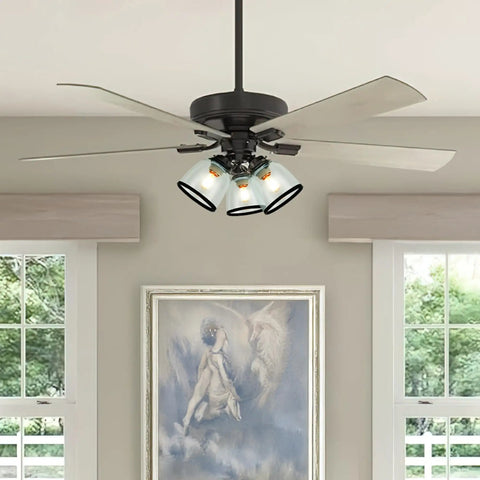 Ceiling fan with 4 Pack White Frosted Glass Lamp Shades For Easy Light Swap, 5 In Height, 4.6 In Diameter, 1.65 In Fitter
