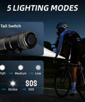 Image of cyclist using Two Pack Mini LED Flashlights 1000 Lumens 5 Modes Tiny Tactical EDC Torches Pocket Sized for Everyday Carry