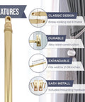 Slick Swivel End Sash Curtain Rods With Heavy Duty Metal Brackets For Doors And Windows Smooth Swinging Action Effortless Install Brass Finish features.
