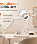 Badass 60W Nail Dust Collector featuring slick 360 degree cyclone suction technology with flexible arm and desk mount.
