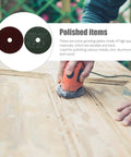 Person using sander with 50Pcs Metal Grinding Disc Set Four Inch Red Alumina Abrasive Sheets for wood polishing