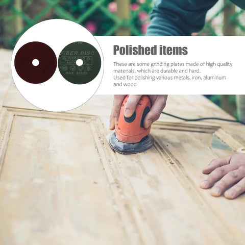 Person using sander with 50Pcs Metal Grinding Disc Set Four Inch Red Alumina Abrasive Sheets for wood polishing
