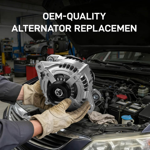 Technician installing Direct Fit Plug And Play Alternator Replacement For Santa Fe 2019 2020 under vehicle hood