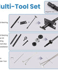 Complete Gimbal Bearing Puller And Alignment Kit For Mercruiser Alpha Bravo Volvo Sterndrive includes puller, installer kit, and bellows expander tools.